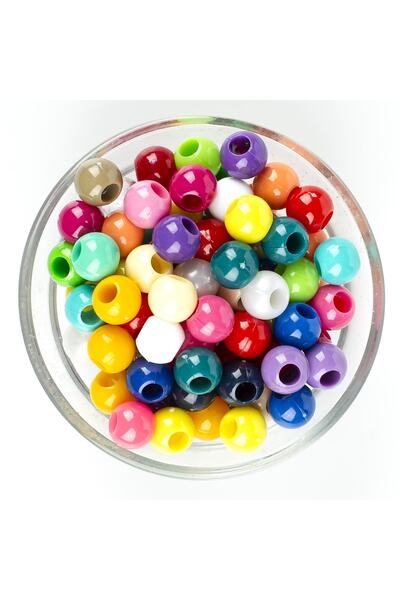 yfhobi 25 Gram - 10 Mm, Karışık Renkli, Yuvarlak Takı Ve Süs Boncuğu, 1.kalit...