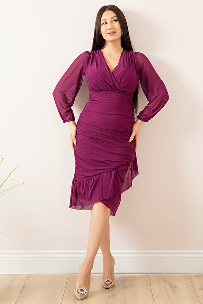 PULLIMM 13373 Φούστα με λαιμόκοψη με λεπτομέρεια από τούλι