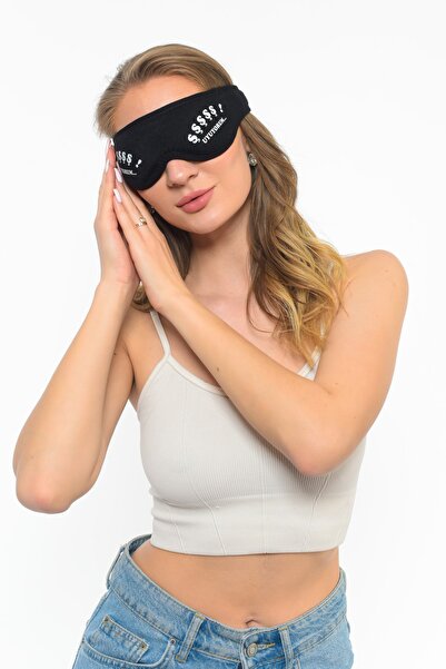 SWEAT FAST Siyah Pamuklu Yıkanabilir Göz Bandı Uyku Maskesi Şşşşş! Uyuyorum
