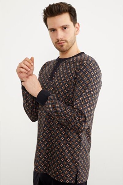 Sementa Patterned Button Collar Men's Pajama Set 84348