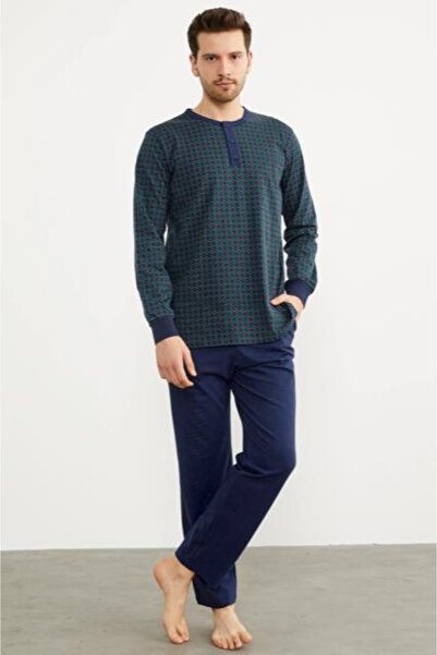Sementa Ανδρική πιτζάμα κοστούμι με μοτίβο γιακά 84348