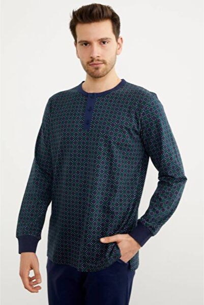 Sementa Ανδρική πιτζάμα κοστούμι με μοτίβο γιακά 84348