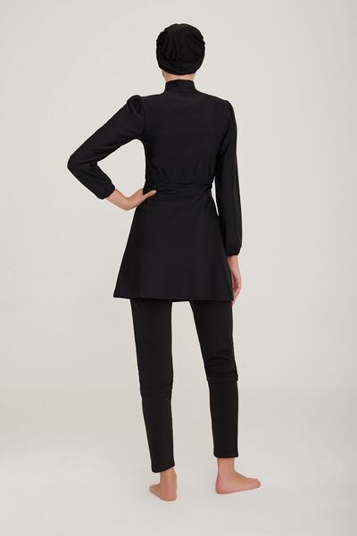 Adasea Σετ μαγιό Elvira Semi και Full Covered Hijab 4453-23 Μαύρο