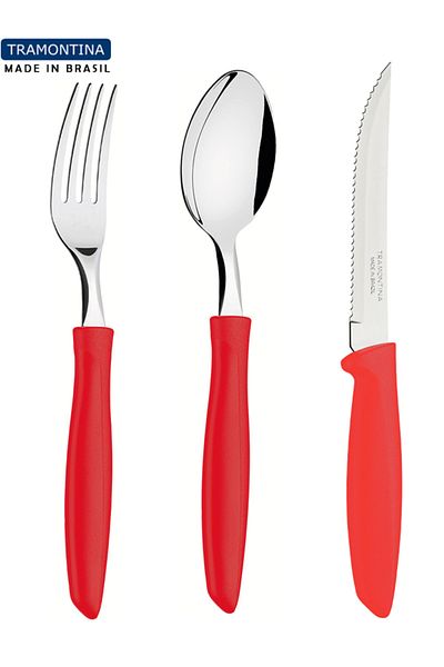 TRAMONTINA Set of 3 - Fork - Spoon - Knife Set Orange