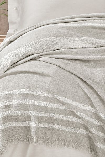 Yataş Beige Theo Double Linen Bedspread