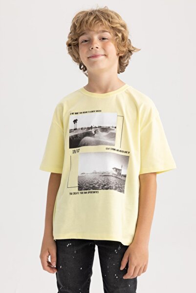 DeFacto Boy's Oversize Fit Crew Neck Printed Short Sleeve T-Shirt A6410a823sm