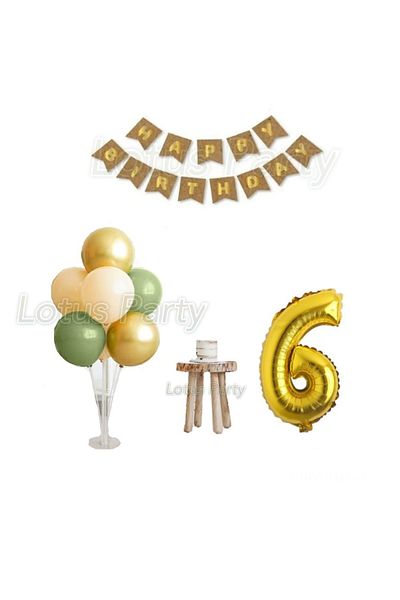 LOTUS PARTY Σετ γενεθλίων Minimal Age 6 Μπαλόνι Βάση Αριθμός Φύλλο Μπαλόνι Bohemian Color Balloon Kraft Happy Birthday