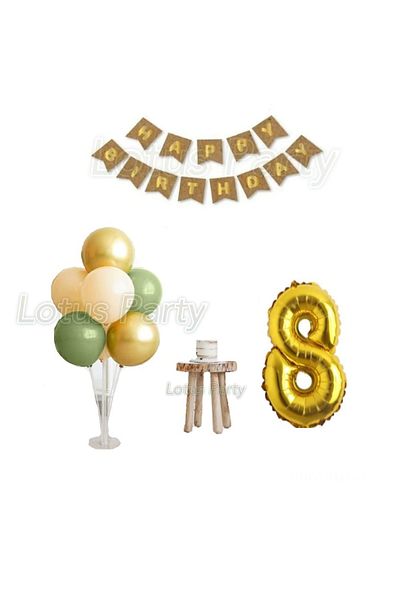 LOTUS PARTY Σετ γενεθλίων Minimal Age 8 Μπαλόνι Βάση Αριθμός Φύλλο Μπαλόνι Bohemian Color Balloon Kraft Happy Birthday