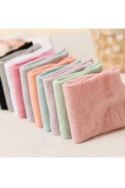 SOYTEMİZ 8 Pairs Koton Mixed Color Women's Booties Socks