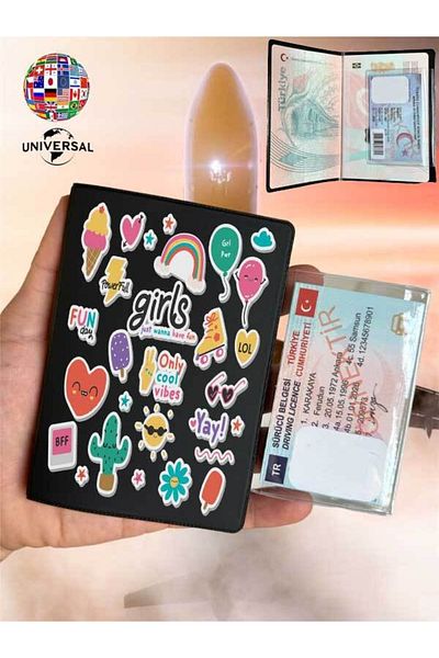 Cekuonline Sticker Patterned Smooth Surface Leather Passport Cover Container Suitable for All Country Passports