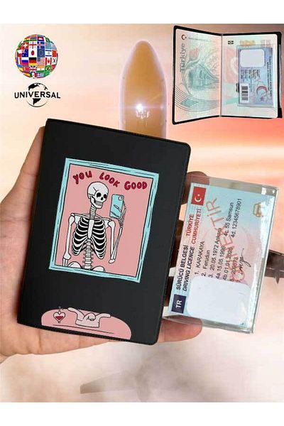 Cekuonline You Look Patterned Smooth Surface Leather Passport Cover Case Suitable for All Country Passports