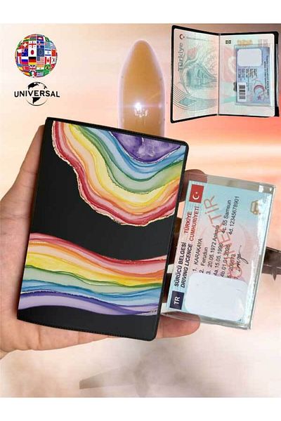 Cekuonline Rainbow Amethyst Patterned Smooth Surface Leather Passport Cover Case Suitable for All Country Passports