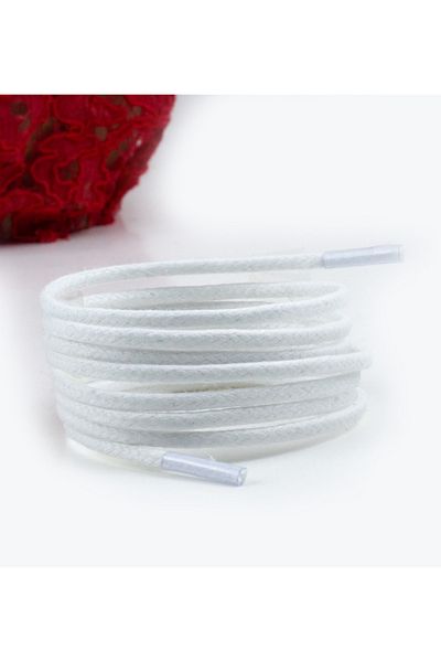 AiryFooT Waxed Round Laces, Shoelaces White 120 Cm 1 Pair