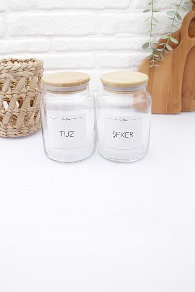 zezedesing Glass Salt Sugar Storage Jar with Bamboo Lid 890ml