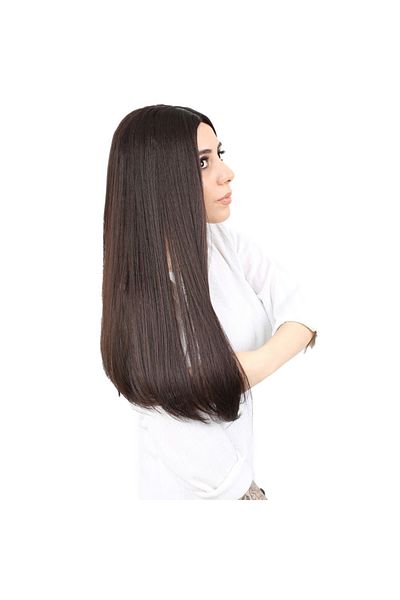 KONAK PERUK Dark Brown Fiber Synthetic Long Straight Wig