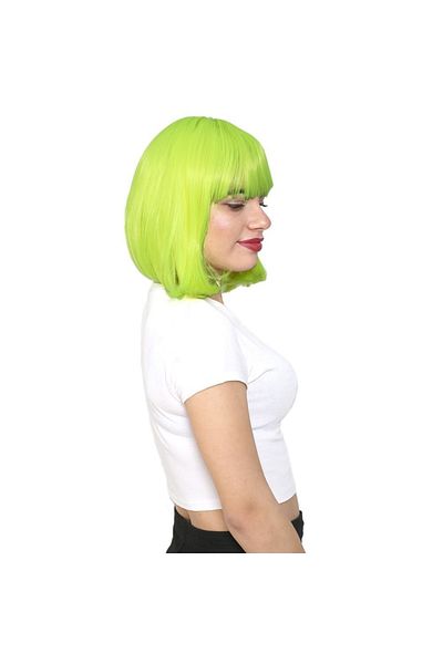 KONAK PERUK Neon Yellow Synthetic Fiber Wig - Blunt Bangs