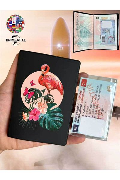 Cekuonline Flamingo Pattern Smooth Surface Leather Passport Cover Case Suitable for All Country Passports