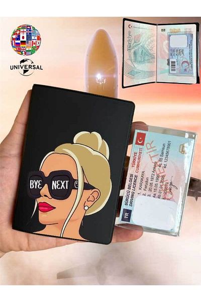 Cekuonline Bye Next Patterned Smooth Surface Leather Passport Cover Case Suitable for All Country Passports