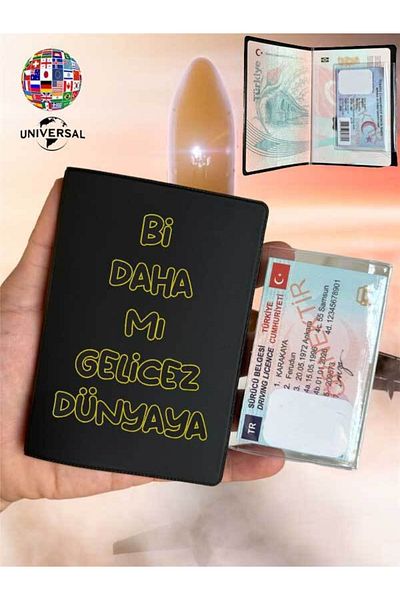 Cekuonline Shall We Come Again? Patterned Smooth Surface Leather Passport Cover Case Suitable for All Country Passports