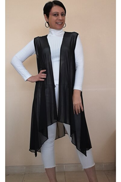 Mertcan Butik Black Casual Tulle Vest