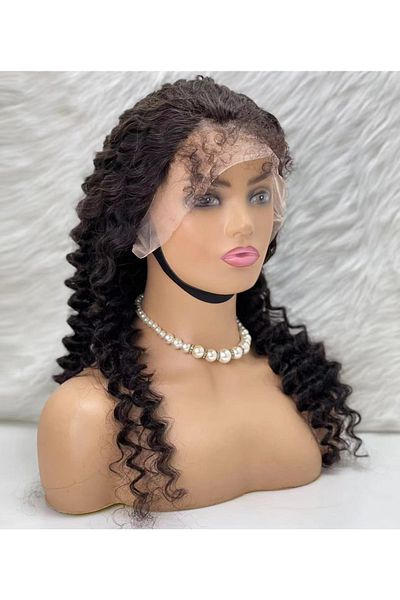 KONAK PERUK Real Front Lace Tulle Wig - Deep Wavy - Natural 60-65cm