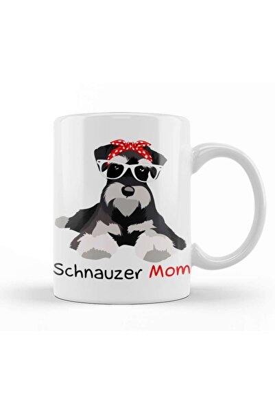 Baskı Dükkanı Schnauzer Mom Bandana S Schnauzer Dog Kupa Bardak Porselen