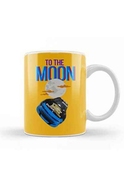 Baskı Dükkanı كوب من البورسلين بشعار التشفير من To The Moon Dogecar Dogecoin