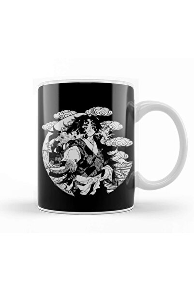 Kokushibo Demon Slayer Mug Black And White Porcelain