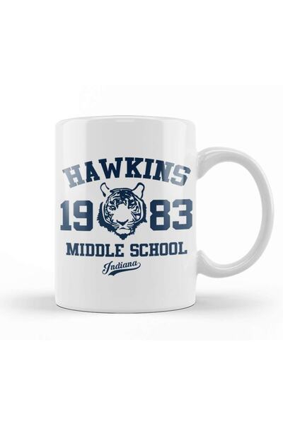 Baskı Dükkanı Hawkins Middle School Stranger Things Kupa Bardak Porselen