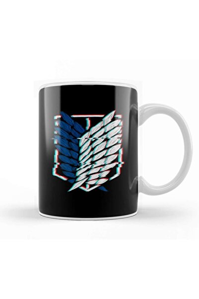 Baskı Dükkanı مج زجاجي من البورسلين يحمل شعار Attack On Titan Wings Of Freedo...