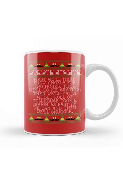 Baskı Dükkanı Candy Food Groups Elf Quote Christmas Knit Mug Cup Porcelain