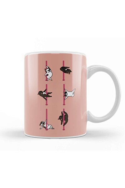 Baskı Dükkanı French Bulldog Pole Dancing Club Kupa Bardak Porselen