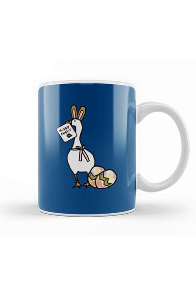 Baskı Dükkanı Happy Easter Bunny Ears On Game Goose Mug Cup Porcelain