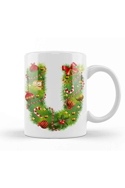 Baskı Dükkanı كوب بورسلين بتصميم حرف U مخصص للعام الجديد