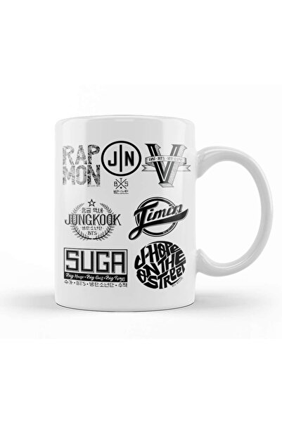 Baskı Dükkanı Bts Members Logo Kupa Bardak Porselen