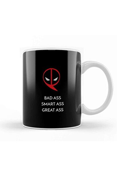 Baskı Dükkanı Deadpool Badass Smartass Greatass Funny Joke Deadpool Parody 04...