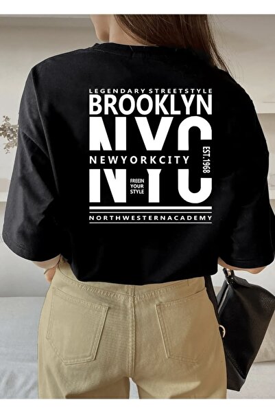 BYMEER Μπλουζάκι Unisex Μαύρο Brooklyn με στάμπα με λαιμόκοψη βαμβακερή χτενι...