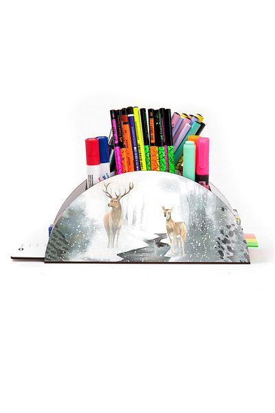 kutuTR Wooden Vip Vivies Rainbow Ruled Desktop Pen Holder Organizer with Assembled Box