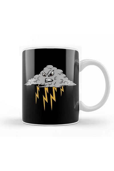 Baskı Dükkanı Angry Cloud Causing Lightning Thunderstorm Weather Mug Glass Porcelain