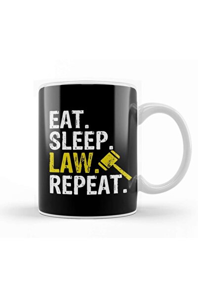 Baskı Dükkanı كوب هدية لمحامي المدرسة من Eat Sleep Law Repeat من البورسلين ال...