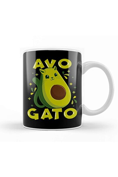 Baskı Dükkanı كوب بورسلين لطيف ومضحك للأفوغاتو والأفوكادو والقطط