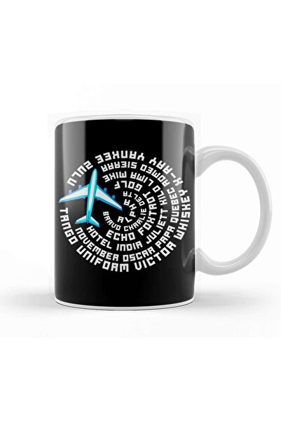 Baskı Dükkanı كوب من البورسلين على شكل طائرة الأبجدية الصوتية الطيار الطائر