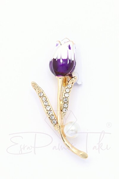 Lilac Color Pearl Tulip Brooch