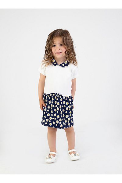 Harika KIDS Baby Girl Daisy Pattern Collar Dress