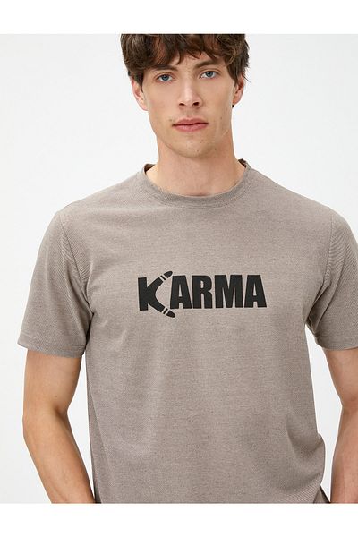 Koton Σλόγκαν εμπριμέ T-Shirt με λαιμόκοψη κοντό μανίκι