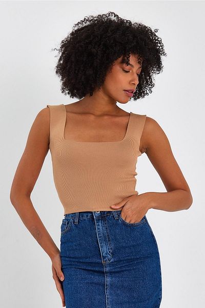 ALEXANDERGARDI Square Collar Crop Tank Top - S (a90779-s)