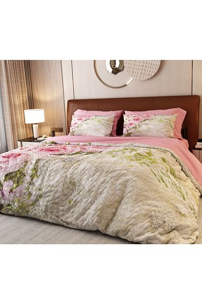 ALACA HOME COLLECTİON طقم بيكيه مكون من 6 قطع من الورد الوردي واللؤلؤي للفصول الأربعة مصنوع من الساتان القطني بنسبة 100%