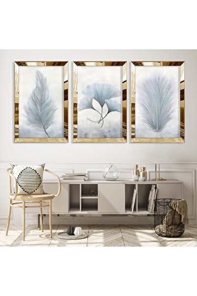 Zevahir Mobilya Dekorasyon Set de masă din MDF triplu cu flori de zăpadă albă...