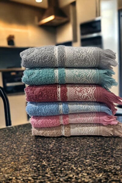 ŞENER HOME Set de 6 prosoape de bucatarie 100% bumbac franjuri 30x50