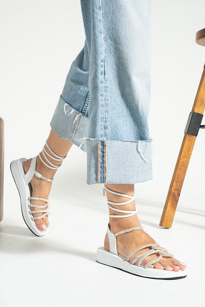 Neva'nın Butiği Women's Stripe Stone Detailed Lightweight Orthopedic String Stone Sandals